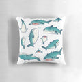 A soft, plush whale shark pillow in a blue and white color scheme, perfect for adding a touch of marine life to any space.