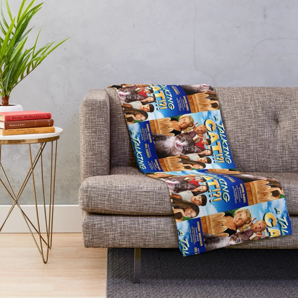 Plush blanket featuring the cult classic movie 'A Talking Cat!?!