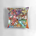 Cuphead-themed color pillow and poster featuring characters like Mugman, King Dice, and the Devil
