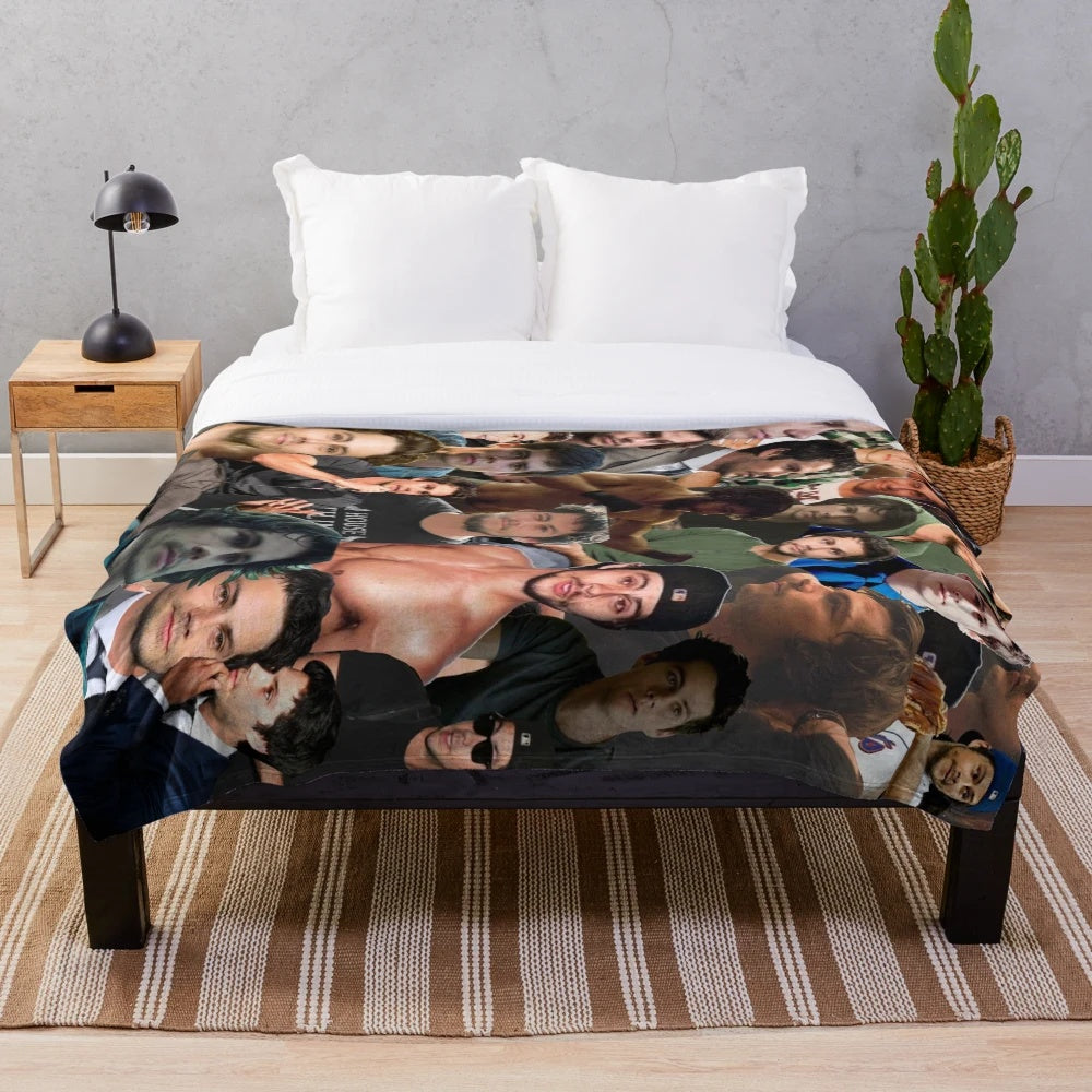 Dylan O'Brien photo collage printed on a soft, plush blanket
