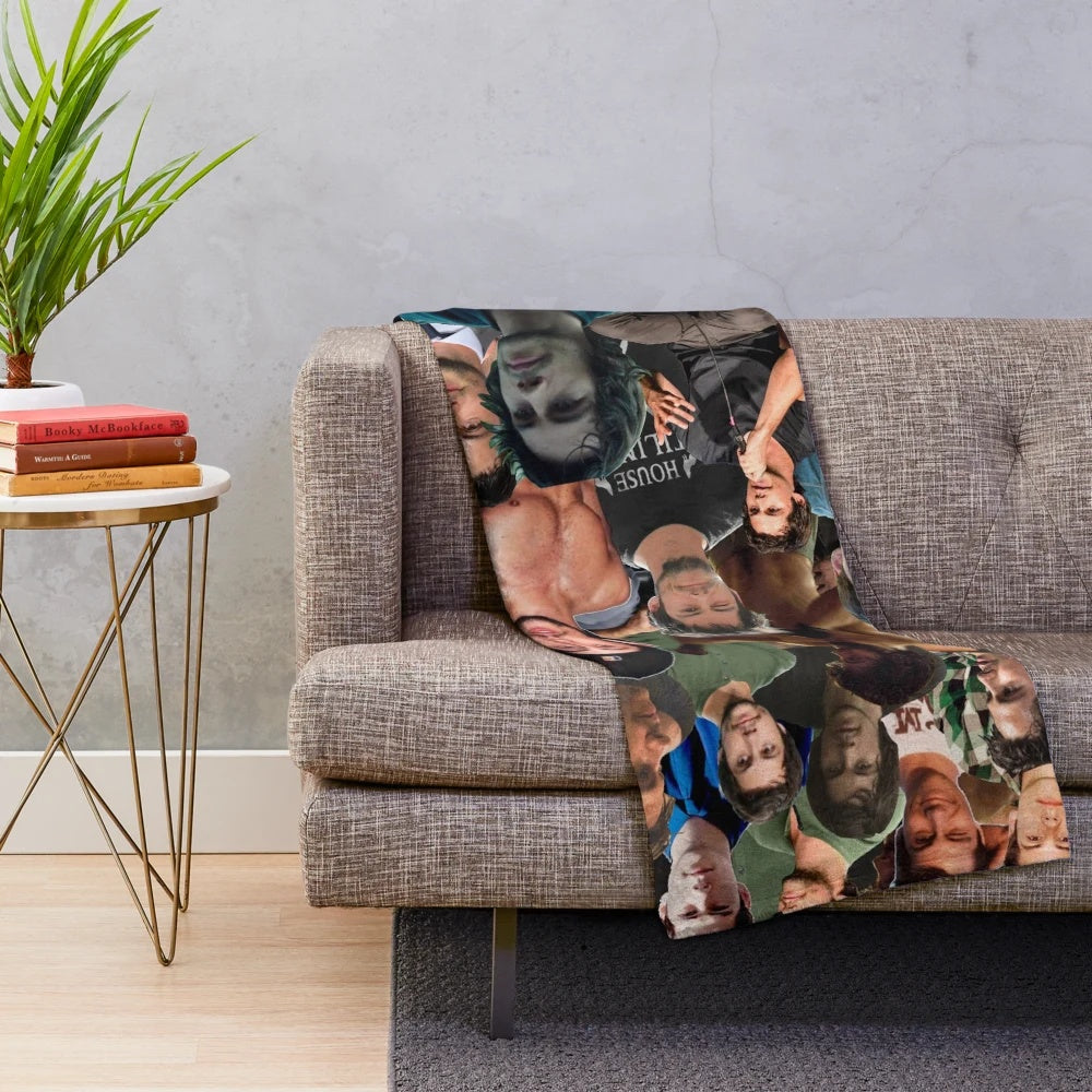 Dylan O'Brien photo collage printed on a soft, plush blanket