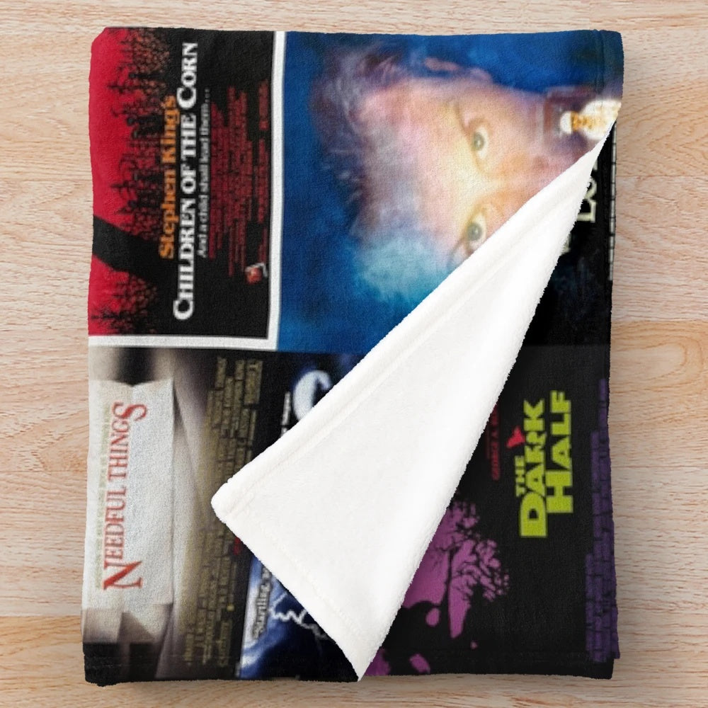 Plush blanket featuring iconic Stephen King movie posters