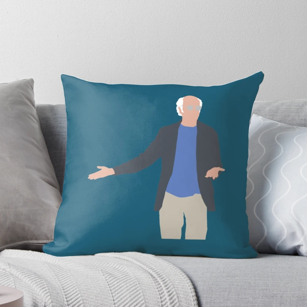 Curb Your Enthusiasm Larry David Shrug Throw Pillow - Iconic Humor from the Hit TV Show