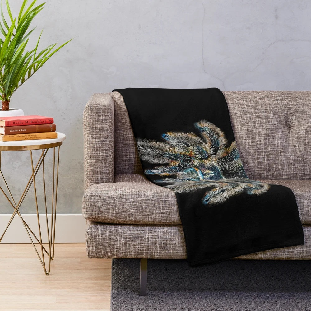 Curly hair tarantula spider plush blanket
