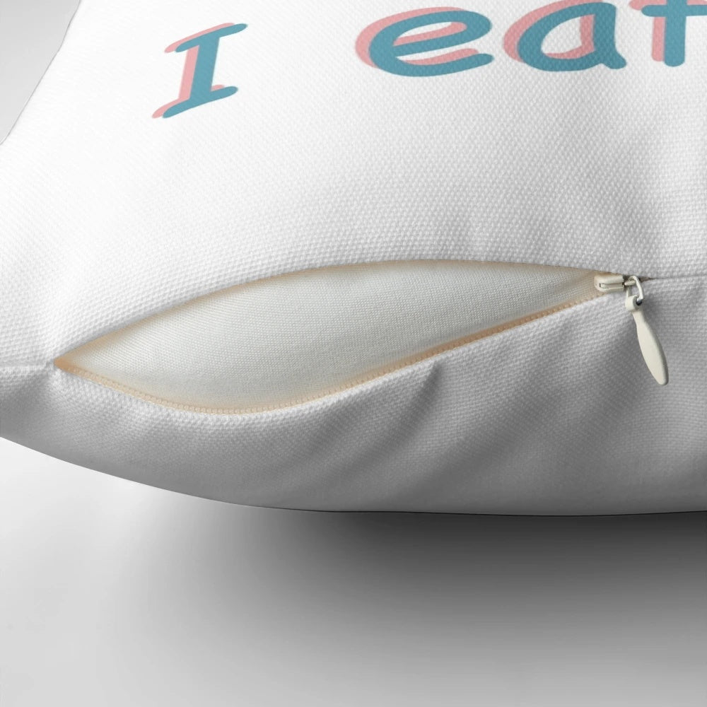 Cursed Furby Pillow with Humorous "I Eat Kids" Text