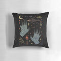 Decorative pillow with occult and witchy design, perfect for spooky home décor