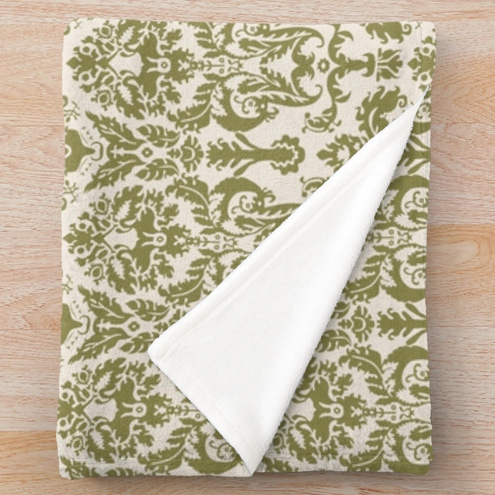 Plush blanket featuring a damask pattern inspired by the curtains from the iconic film The Sound of Music