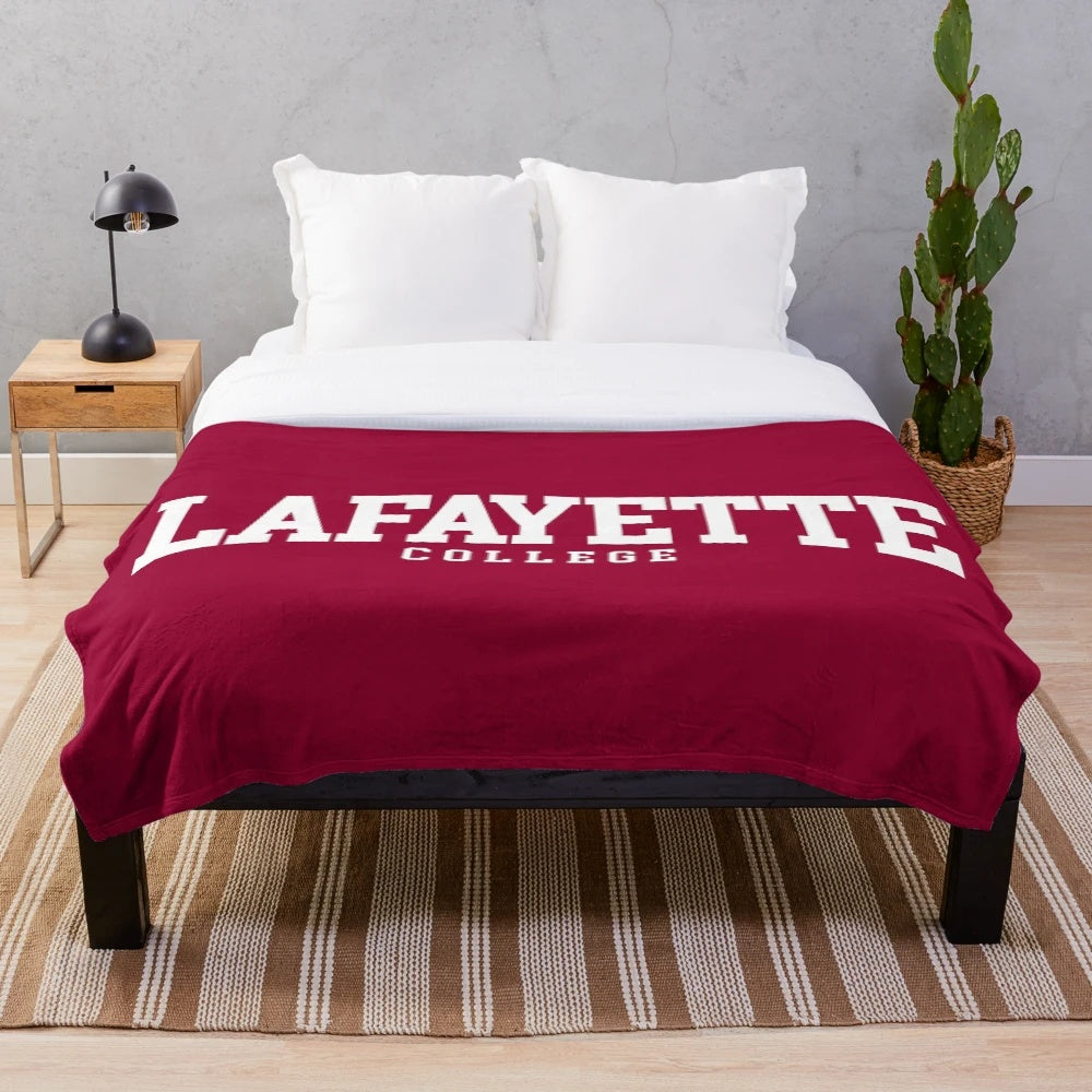 Curved college font plush blanket featuring the Lafayette college logo