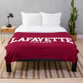 Curved college font plush blanket featuring the Lafayette college logo