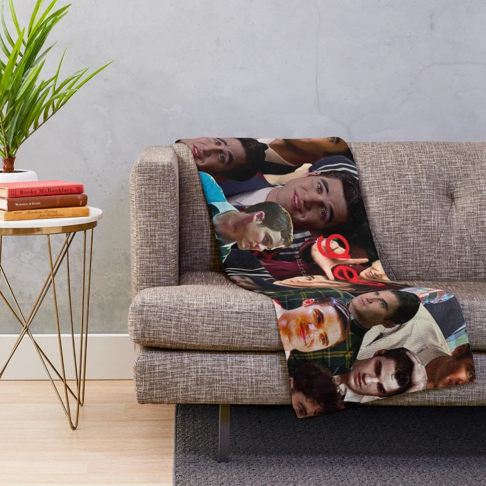 Blaine Anderson and Darren Criss photo collage on a plush blanket