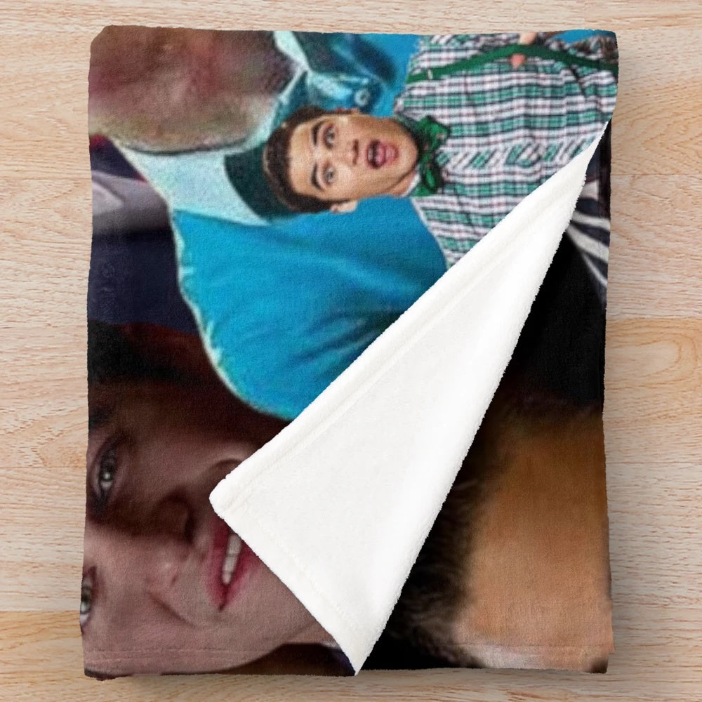 Blaine Anderson and Darren Criss photo collage on a plush blanket
