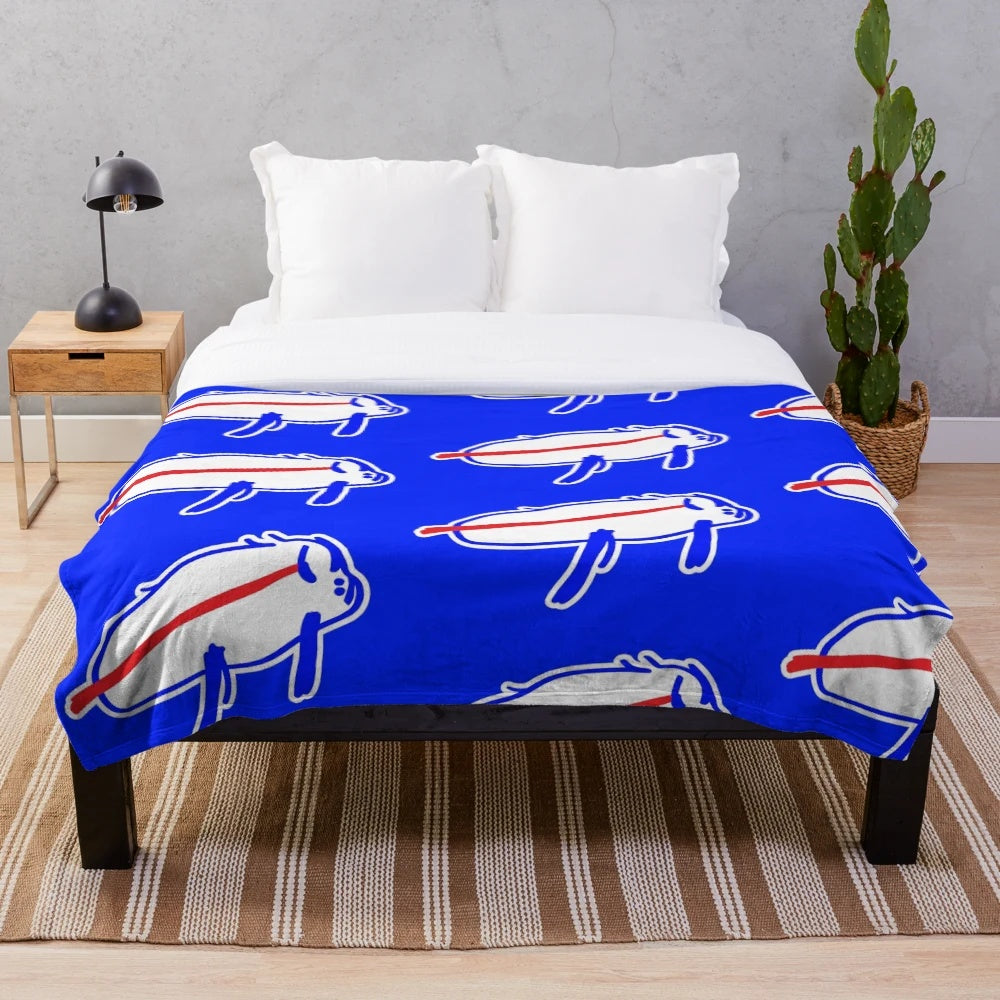 Buffalo Bills Plush Blanket with Josh Allen Drawing