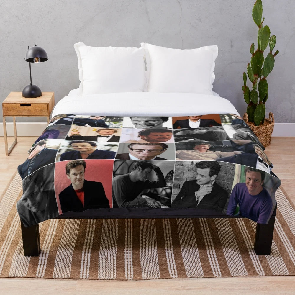 Colin Firth Photo Collage Plush Blanket
