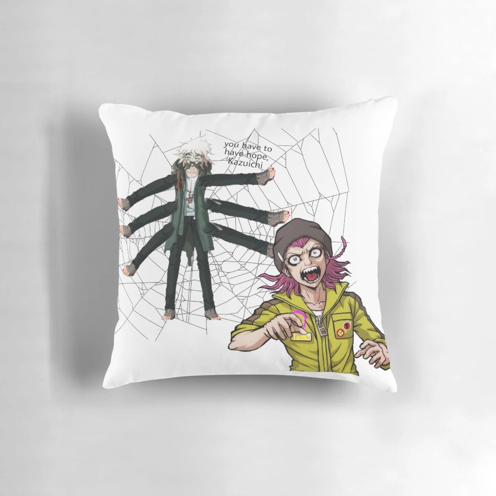 Custom-designed pillow featuring Nagito Komaeda and Kazuichi Soda from the Danganronpa anime series