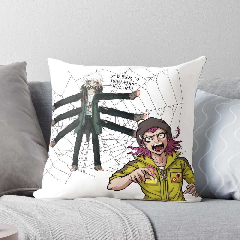 Custom-designed pillow featuring Nagito Komaeda and Kazuichi Soda from the Danganronpa anime series