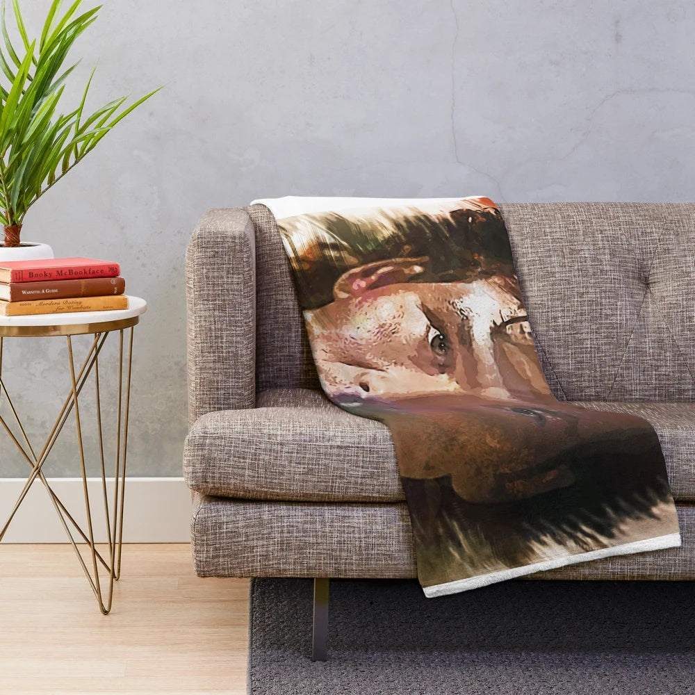 Custom digital artwork plush blanket featuring Patrick Swayze
