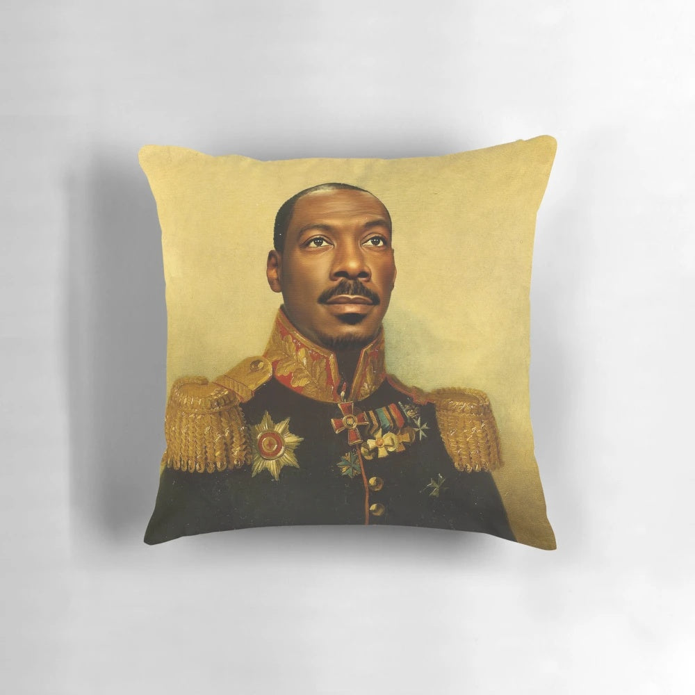 Unique custom-made pillow featuring a Photoshopped portrait of comedian Eddie Murphy