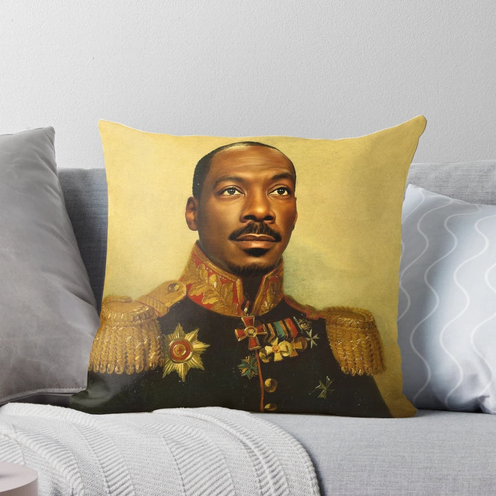 Unique custom-made pillow featuring a Photoshopped portrait of comedian Eddie Murphy