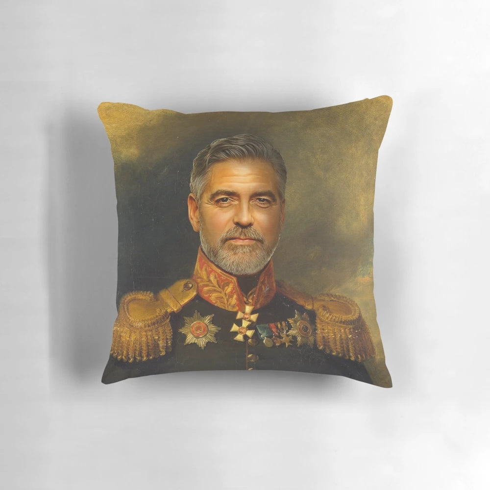 Customized George Clooney portrait pillow with replace face design