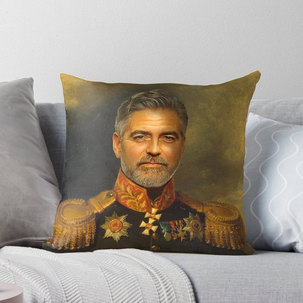 Customized George Clooney portrait pillow with replace face design