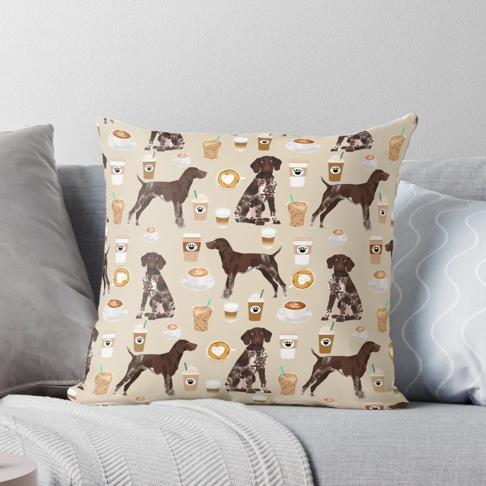 Custom portrait of a German Shorthair Pointer dog, a pet-friendly coffee lover's gift