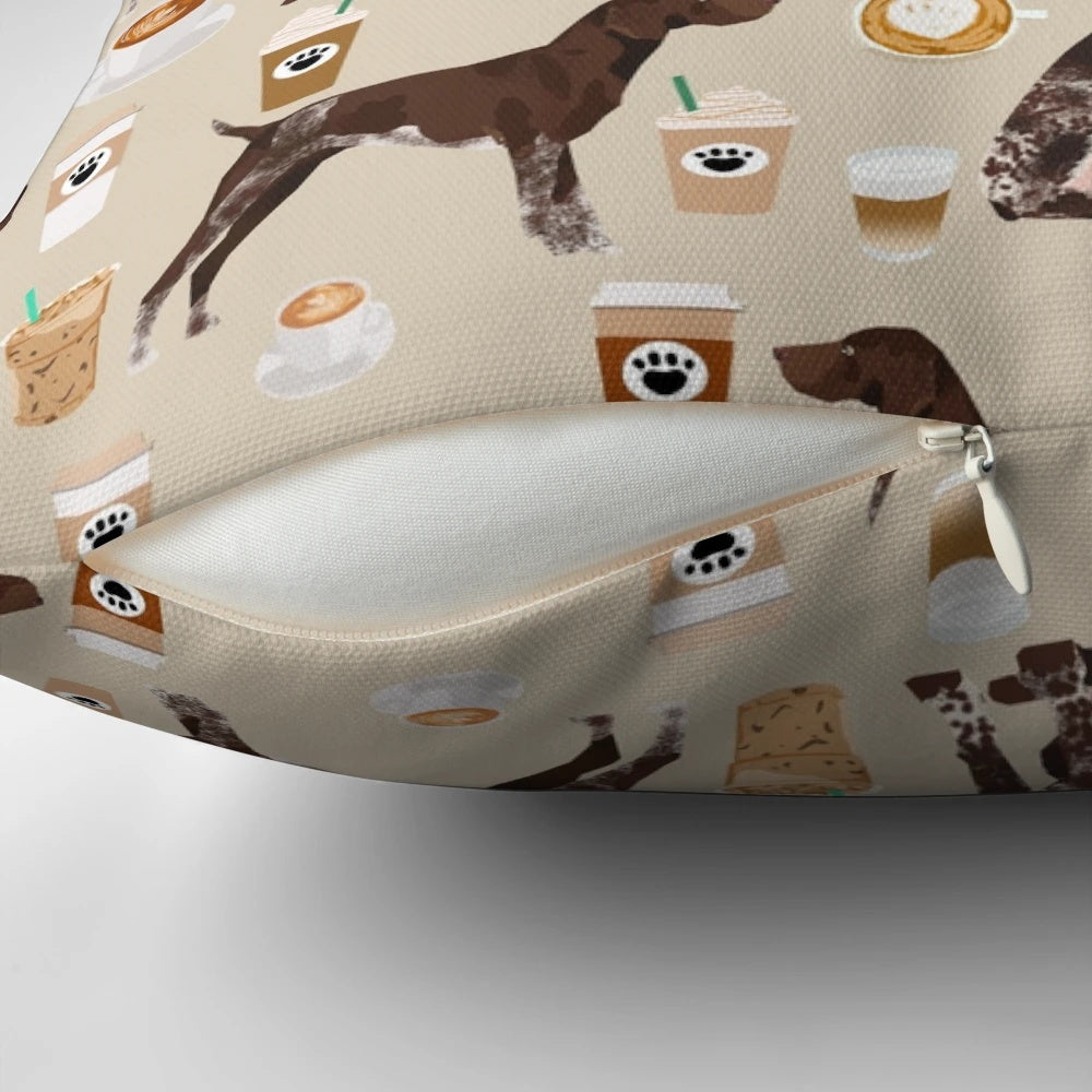 Custom portrait of a German Shorthair Pointer dog, a pet-friendly coffee lover's gift