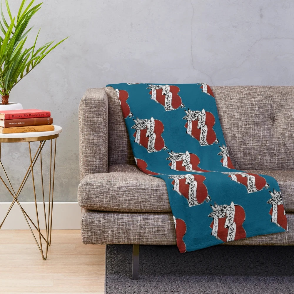 Plush blanket with indie rock band-inspired heart tattoo design