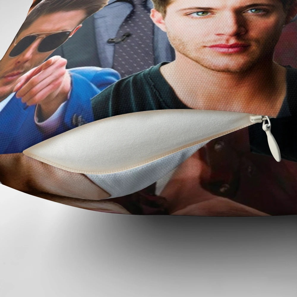 Jensen Ackles photo collage printed on a plush pillow