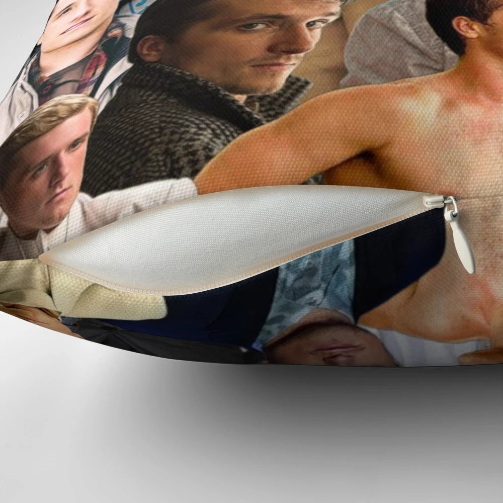 Customizable throw pillow featuring a collage of photos of actor JoshHutcherson