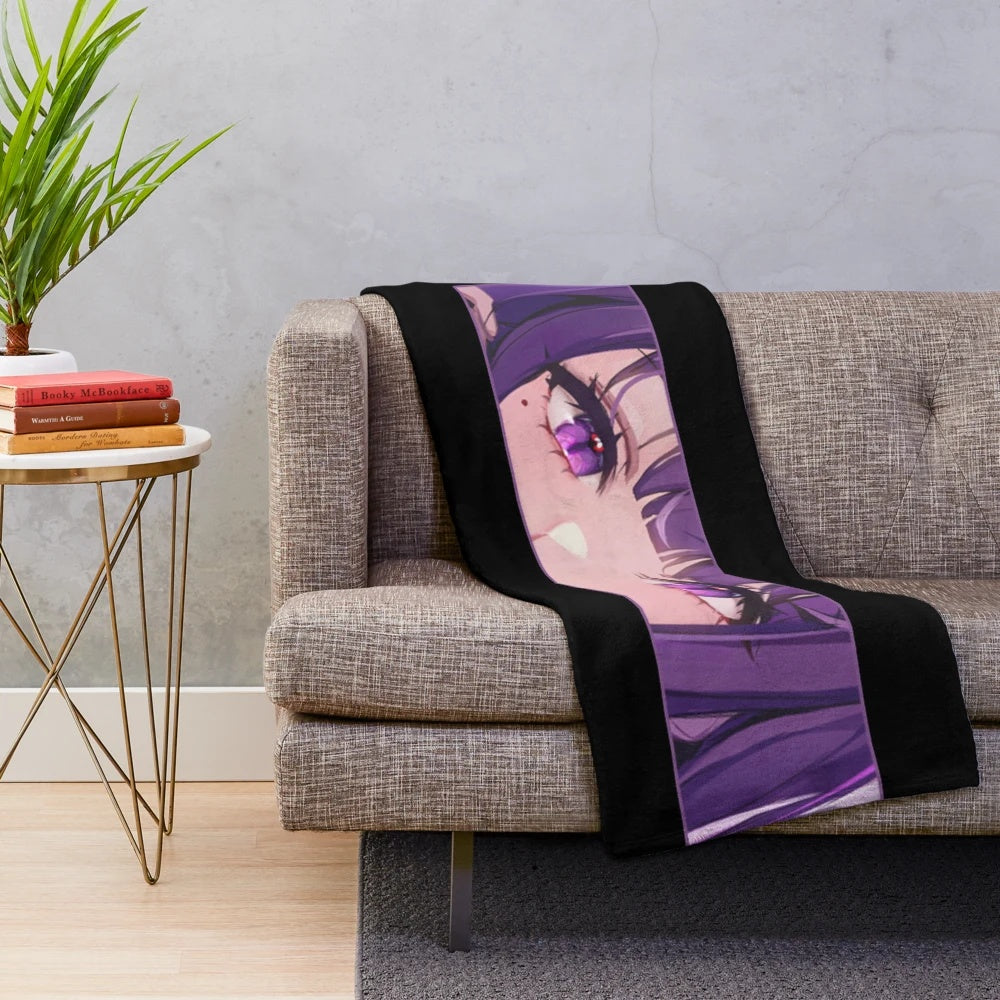 Custom plush blanket featuring lewd Raiden Shogun from Genshin Impact