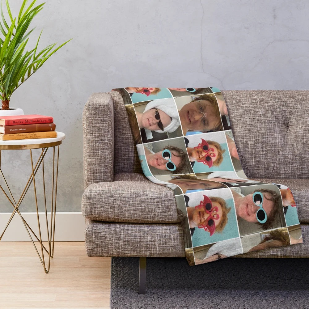 Lewis Capaldi collage design printed on a soft, plush blanket