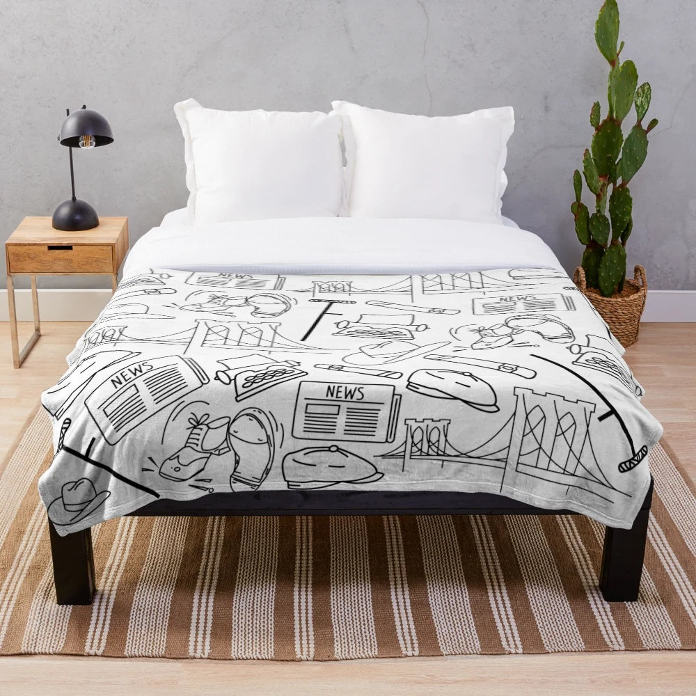 Newsies Doodles Collage Plush Blanket