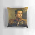 Custom Robert Downey Jr. portrait pillow featuring a unique pop art style face swap design