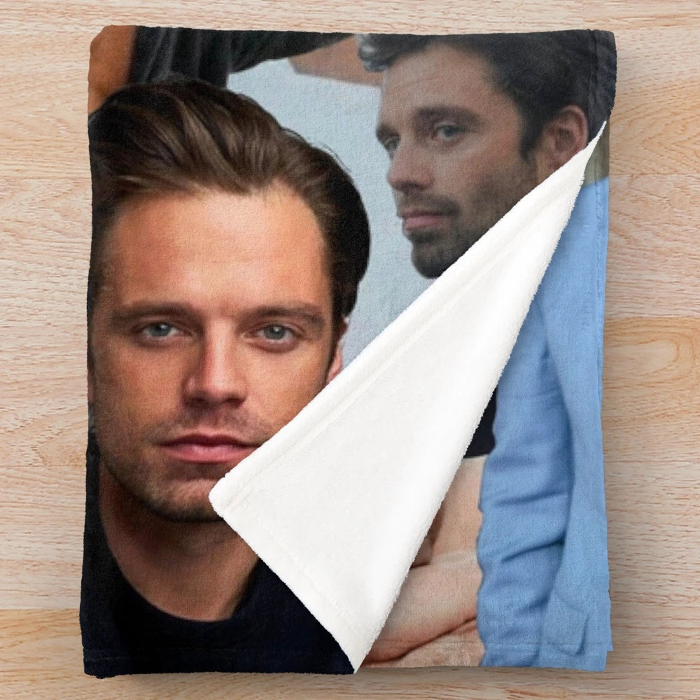 Sebastian Stan photo collage plush blanket