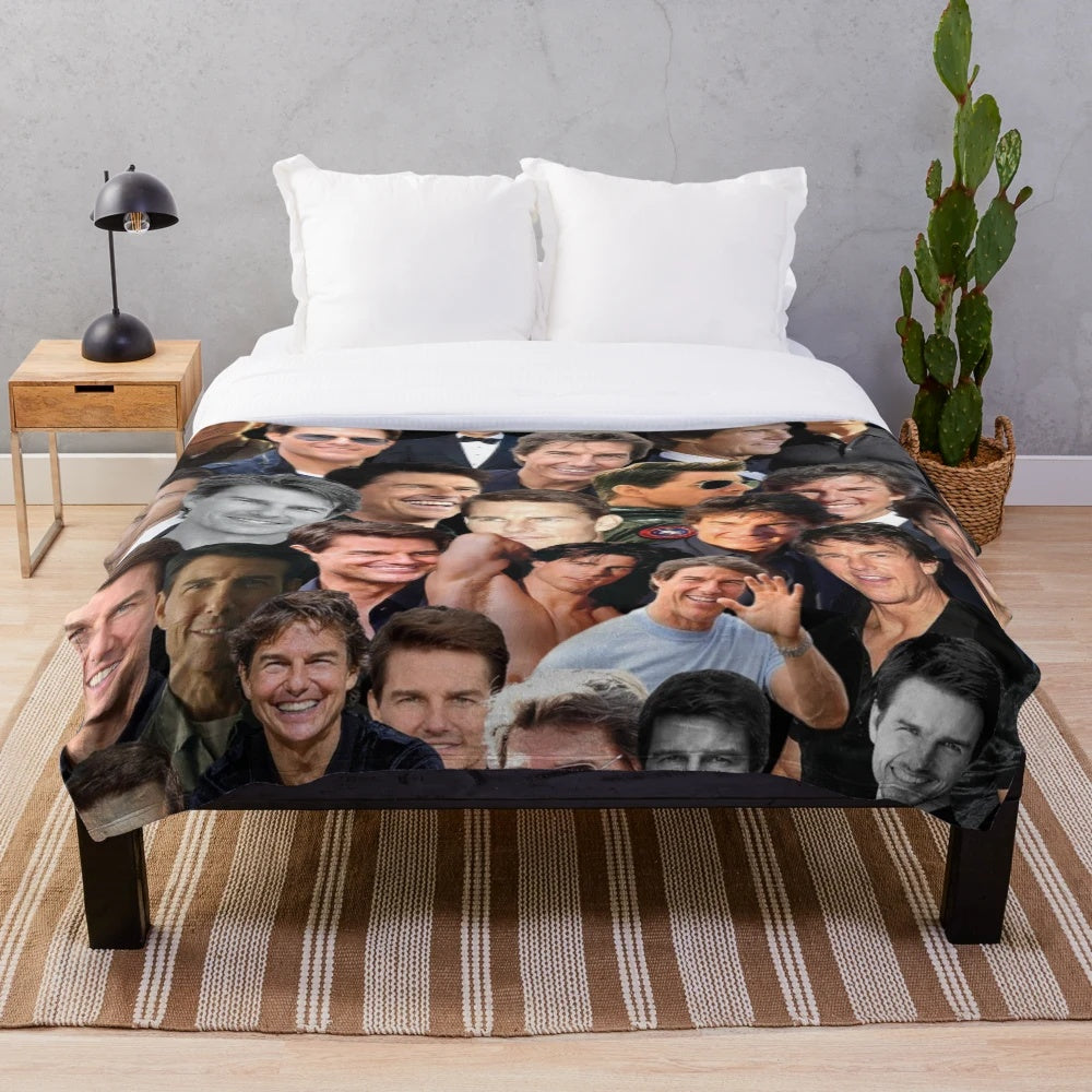 Tom Cruise Photo Collage Plush Blanket