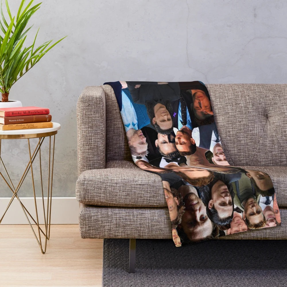 Tom Hiddleston photo collage printed on a soft, cozy plush blanket