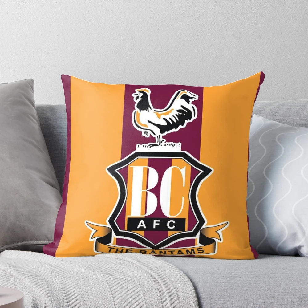 Pillow featuring the Bradford City FC logo and colors, a great gift for fans of the England football club.