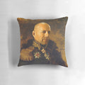 Customizable Bruce Willis portrait pillow featuring realistic photoshop artwork