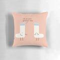 A white pillow with the text "socks love" printed on it, a gift for couples on Valentine's Day or any special occasion.
