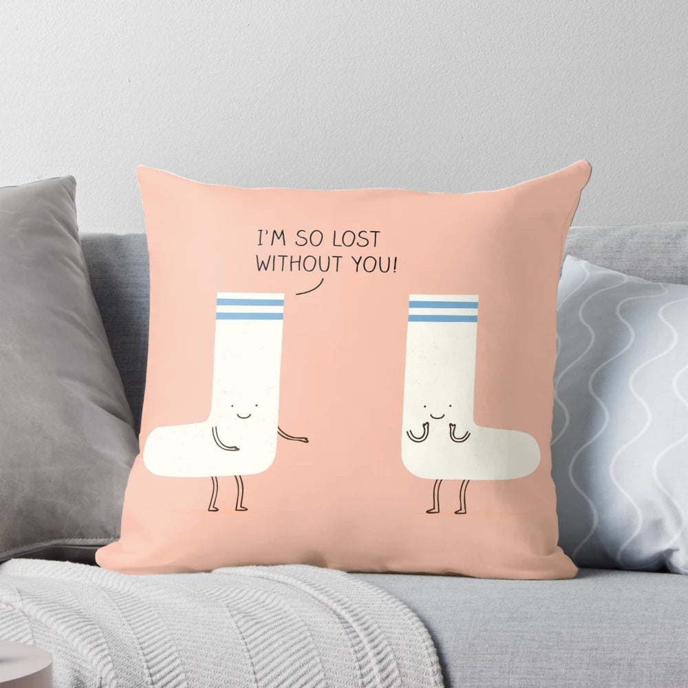 A white pillow with the text "socks love" printed on it, a gift for couples on Valentine's Day or any special occasion.