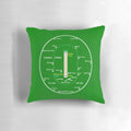 Pillow with a detailed cricket pitch layout design, perfect for cricket fans and enthusiasts.
