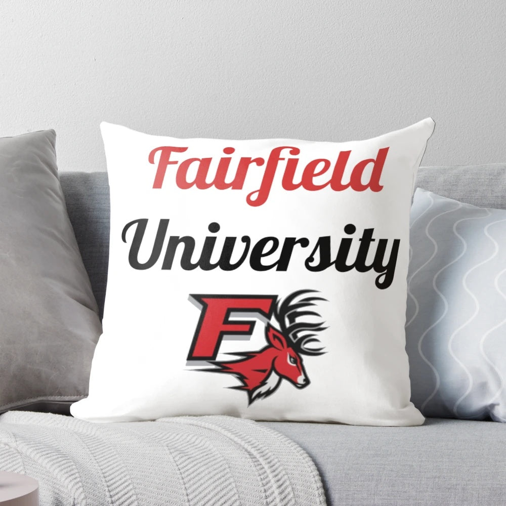 Fairfield University pillow with the school's logo and branding