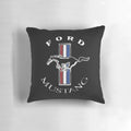 Vibrant Ford Mustang logo printed on a high-quality pillow, perfect for car enthusiasts.