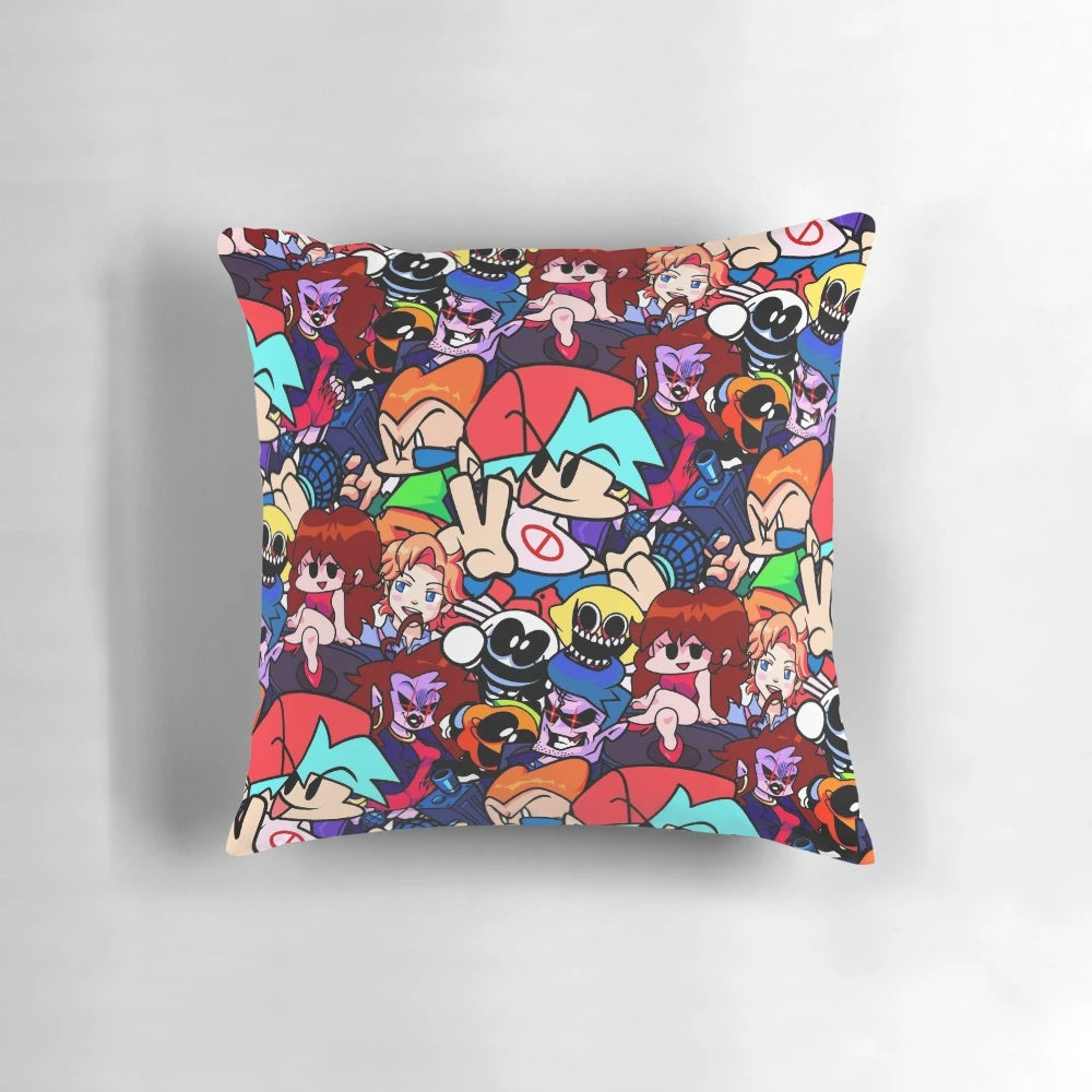 Friday Night Funkin' themed collage design on a plush, comfortable pillow