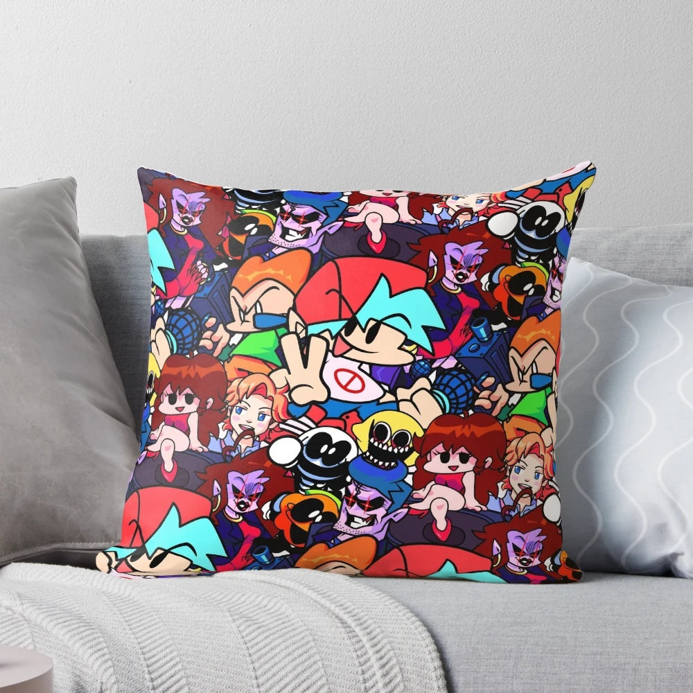Friday Night Funkin' themed collage design on a plush, comfortable pillow