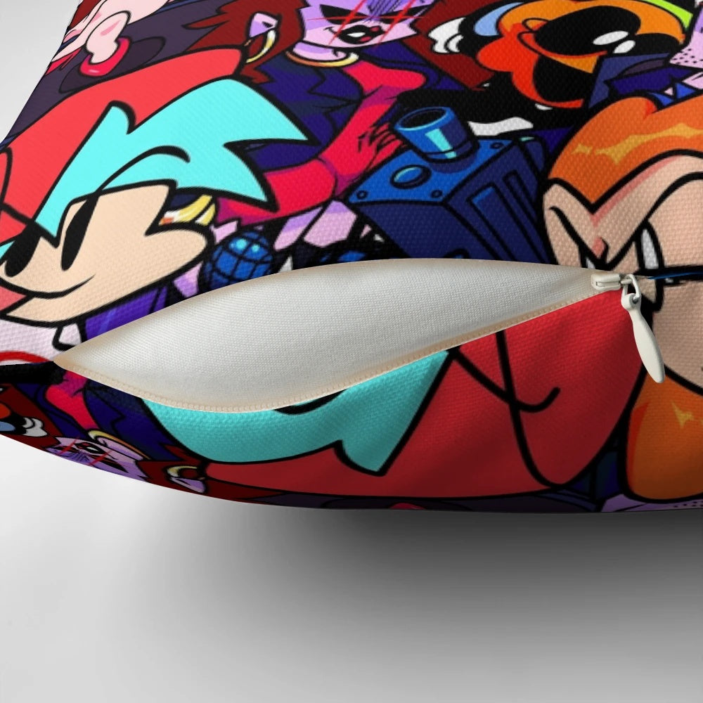 Friday Night Funkin' themed collage design on a plush, comfortable pillow