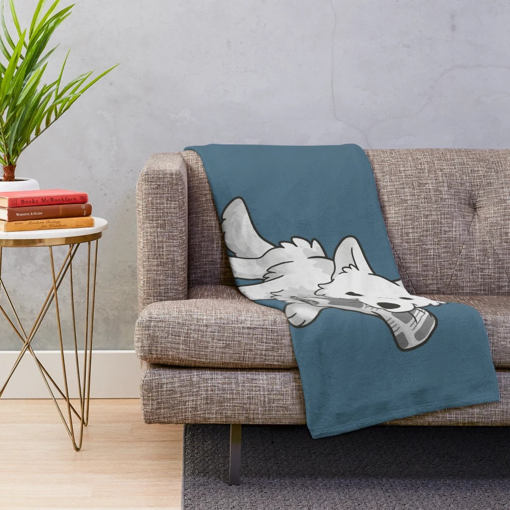 Soft, plush German Shepherd dog blanket with newspaper print design