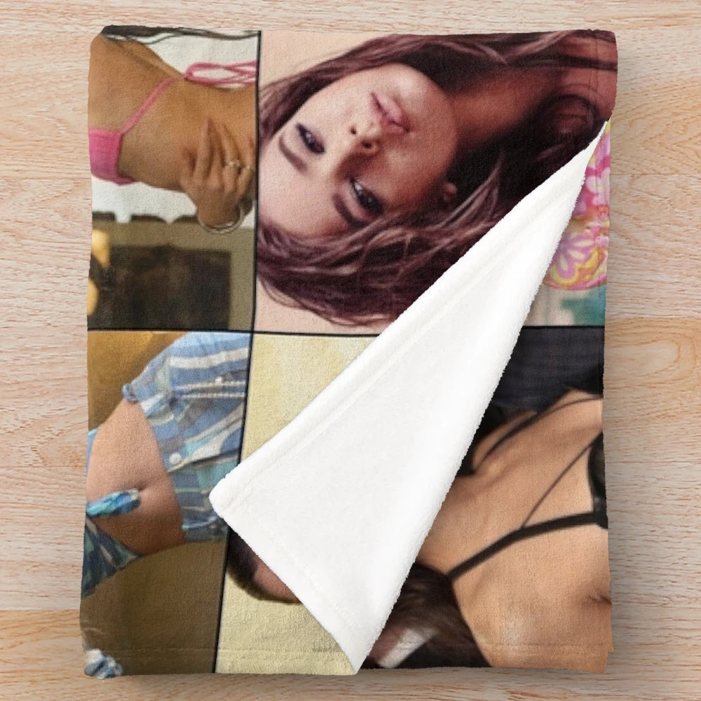 Hailee Steinfeld photo collage design on a soft, plush blanket