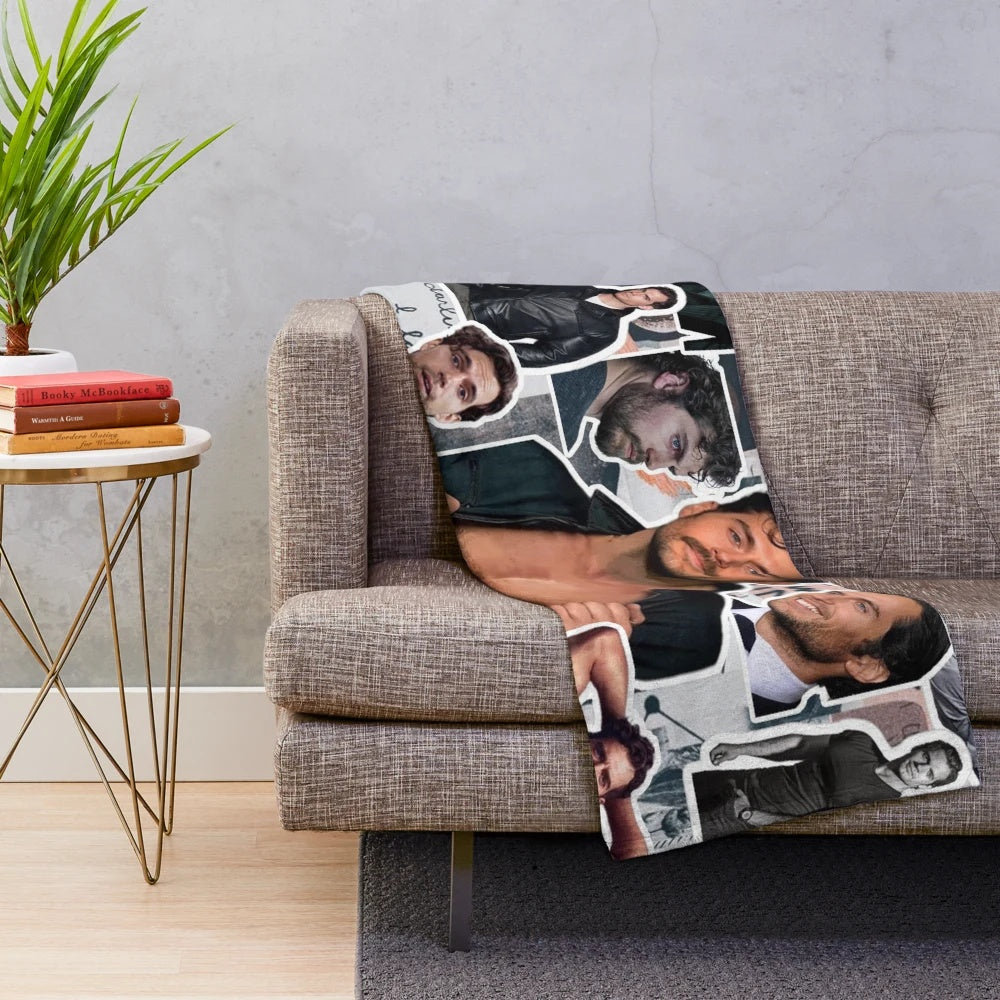 Henry Cavill photo collage design on a plush blanket