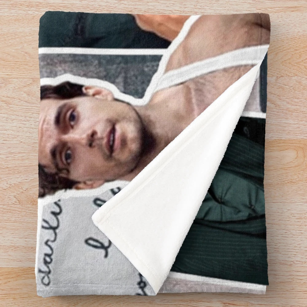 Henry Cavill photo collage design on a plush blanket